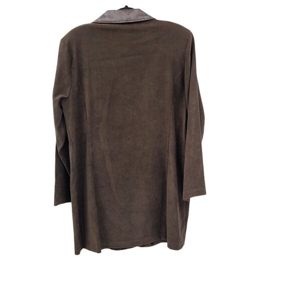 Vintage R&K Faux Ostrich Leather Ultrasuede Equestrian Trench Brown Sz 16 - Picture 3 of 12